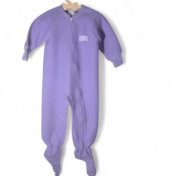 Vtg OshKosh B'gosh Kids Fleece Pajamas Sleeper Purple 2T - Picture 1 of 6